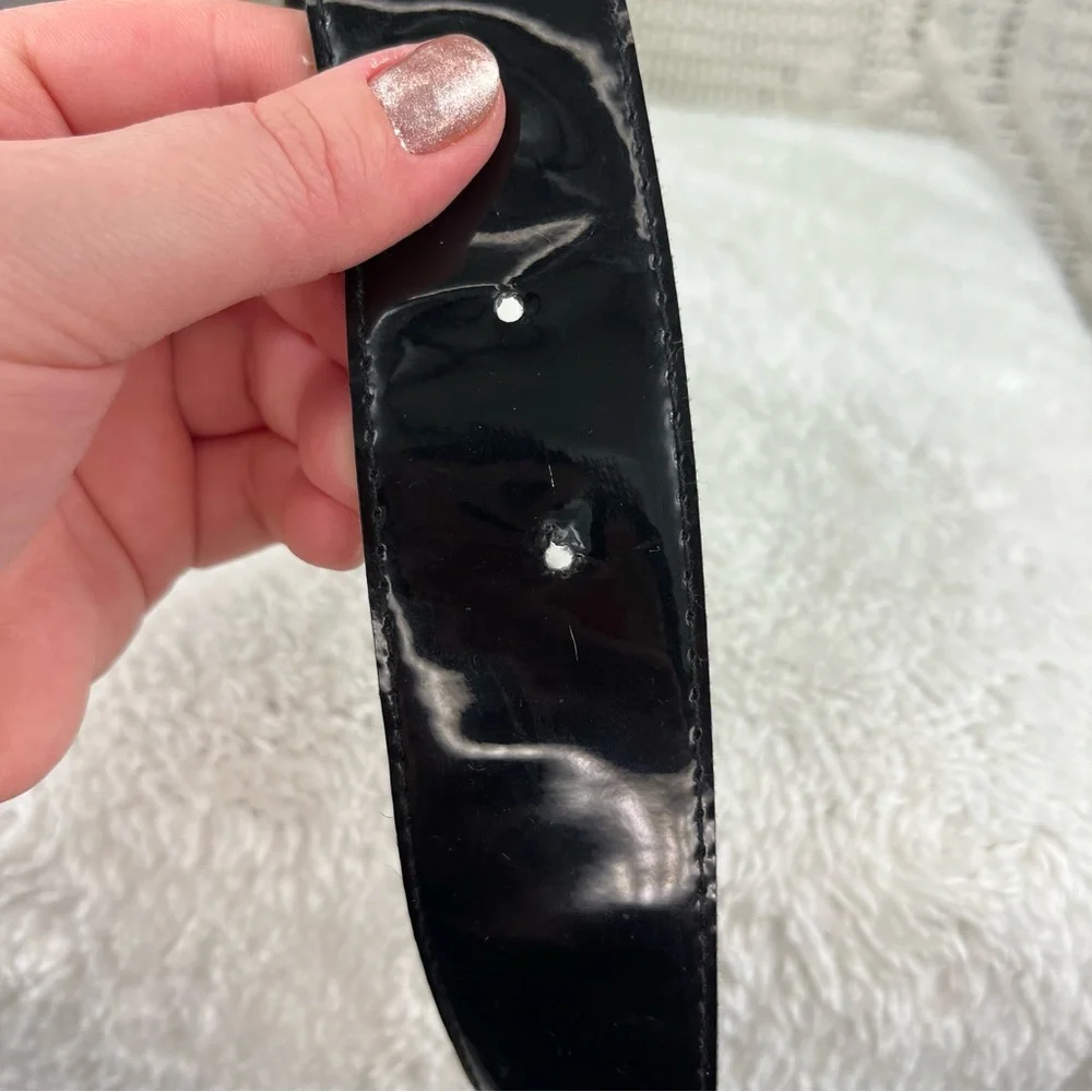 Black Patent Faux Vegan‎ Leather Square Buckle Belt